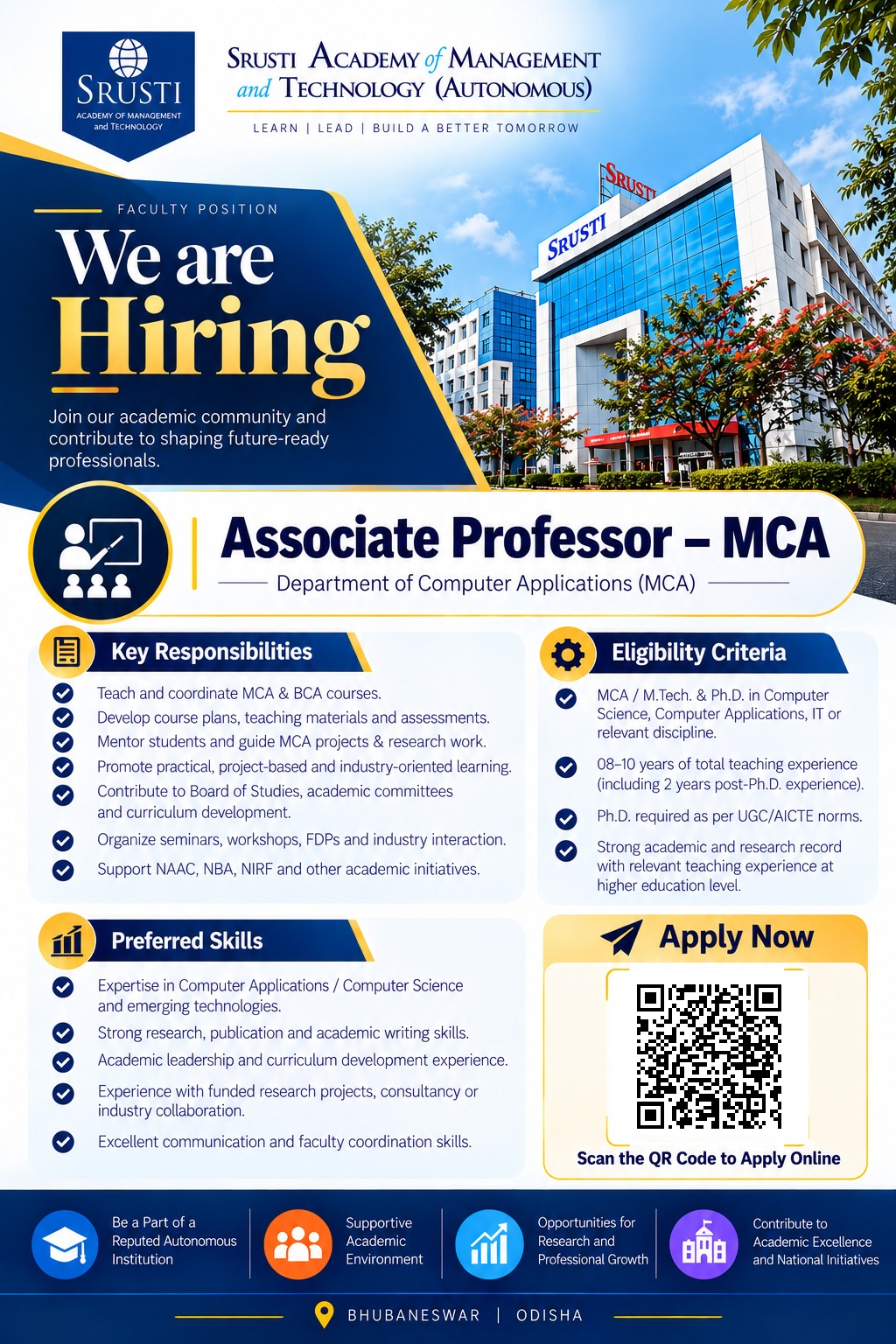 We Are Hiring – MBA MCA Institute in Bhubaneswar